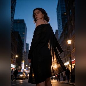 Eileen Fisher Organic Linen Open Front Cardigan | Black | Size XS | Lightweight